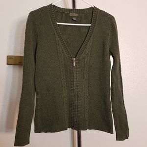 Eddie Bauer Green Cable Ribbed Cardigan Size M